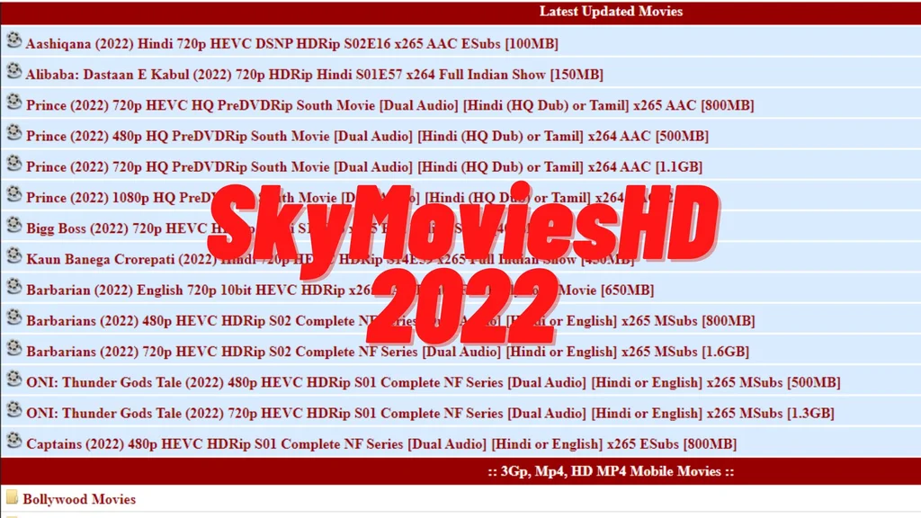 SkyMoviesHD 2022: Download Latest Bollywood, South Hindi Dubbed Movies