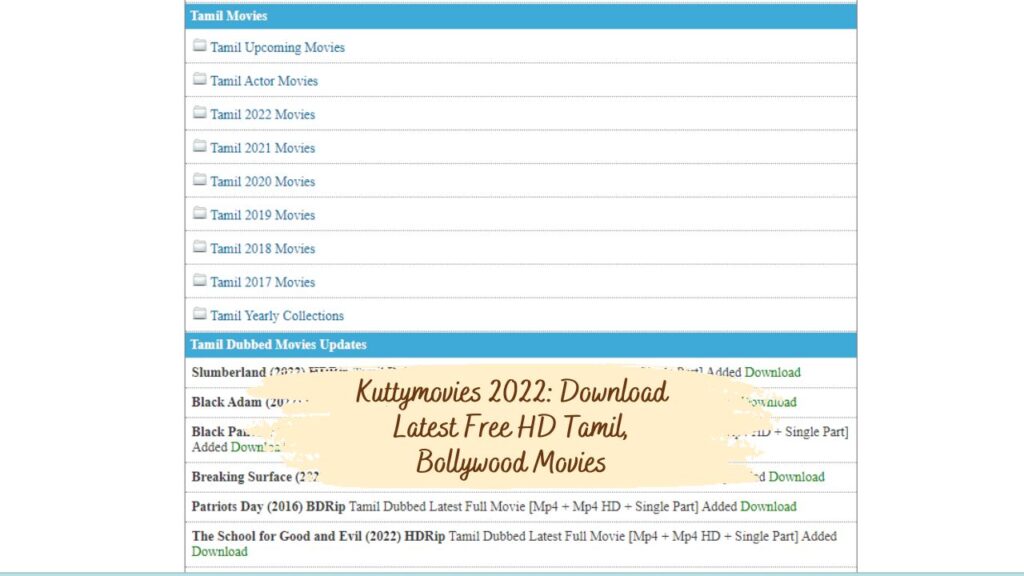 Kuttymovies 2022: Download Latest Free HD Tamil, Bollywood Movies