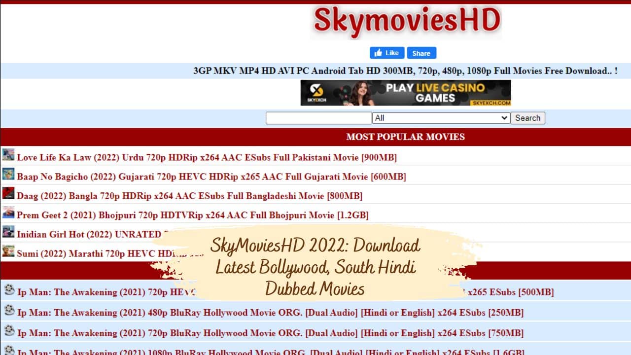 SkyMoviesHD 2022: Download Latest Bollywood, South Hindi Dubbed Movies