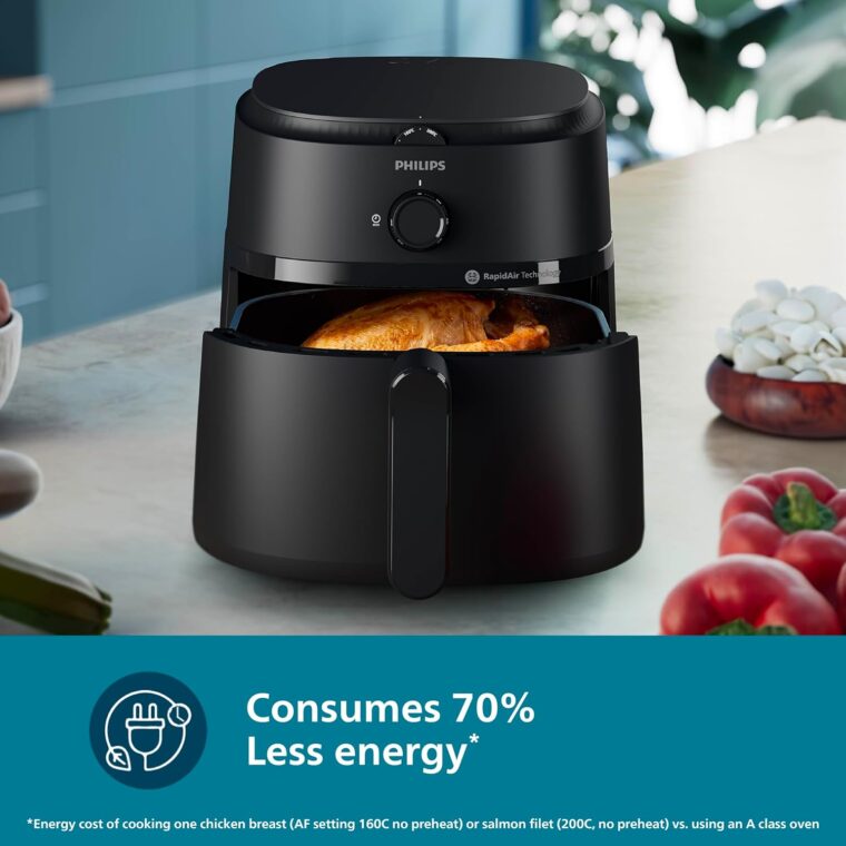 PHILIPS Air Fryer NA120/00, uses up to 90% less fat, 1500W, 4.2 Liter, with Rapid Air Technology (Black), Large - Image 5