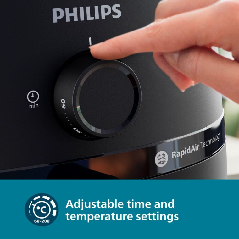 PHILIPS Air Fryer NA120/00, uses up to 90% less fat, 1500W, 4.2 Liter, with Rapid Air Technology (Black), Large - Image 9