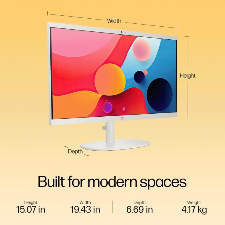HP All-in-One, Intel N200 (8GB DDR5, 512GB SSD) 21.45'' (54.5 Cm), FHD, Win11, White, 4.17 Kg, Intel UHD Graphics, 720P HD Camera W/Privacy Shutter, Dual Speakers, Dg0154In - Image 8