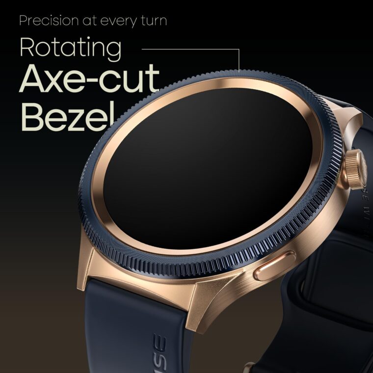 Noise Newly Launched Halo 2 Smart Watch 1st Ever Functional Rotating Dial (Axe-Cut Bezel), 1.43" AMOLED, Stainless Steel Build, Custom Transition Effects, BT Calling, Health Suite (Gold Blue) - Image 4