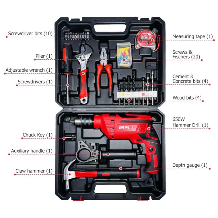 IBELL Professional Tool Kit with Impact Drill TD13-85, 650W, Copper Armature, Chuck 13mm, 59 Home Essential Tools/Accessories - Image 3