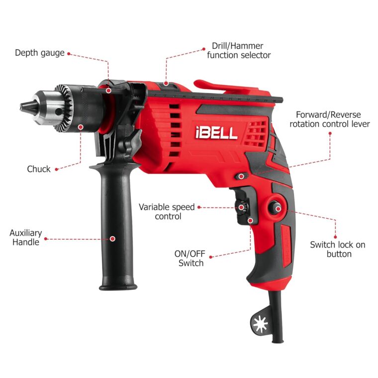 IBELL Professional Tool Kit with Impact Drill TD13-85, 650W, Copper Armature, Chuck 13mm, 59 Home Essential Tools/Accessories - Image 4