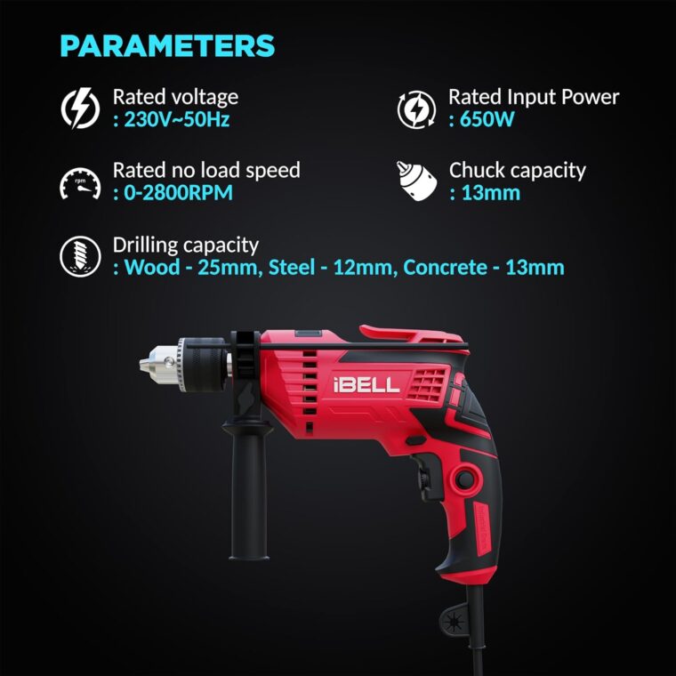 IBELL Professional Tool Kit with Impact Drill TD13-85, 650W, Copper Armature, Chuck 13mm, 59 Home Essential Tools/Accessories - Image 5