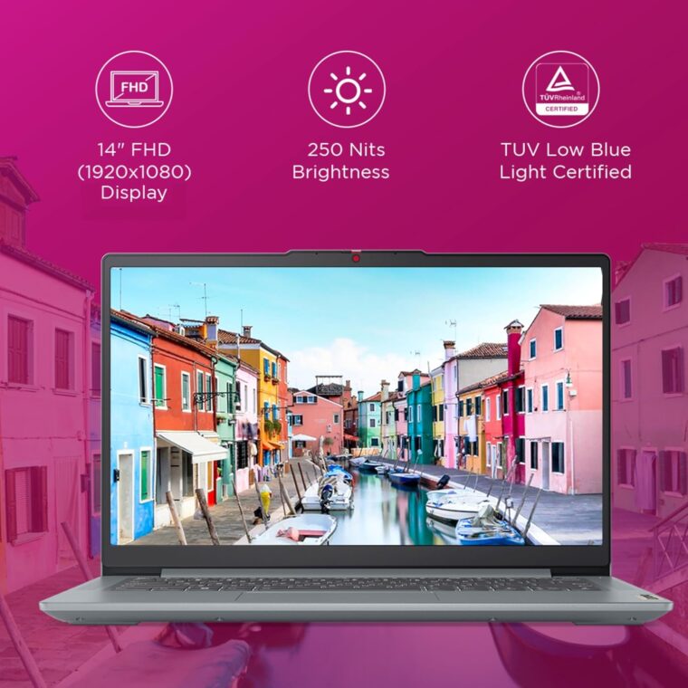 Lenovo IdeaPad Slim 3, Intel Core i5-12450H, 12th Gen, 16GB RAM, 512GB SSD, FHD, 14"/35.5cm, Windows 11, MS Office Home 2024, Grey, 1.37Kg, 83EQ0072IN, Alexa Built-in, 3 mon. Game Pass Laptop - Image 4