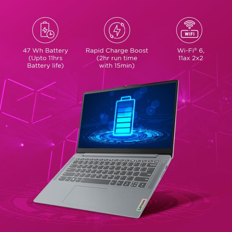 Lenovo IdeaPad Slim 3, Intel Core i5-12450H, 12th Gen, 16GB RAM, 512GB SSD, FHD, 14"/35.5cm, Windows 11, MS Office Home 2024, Grey, 1.37Kg, 83EQ0072IN, Alexa Built-in, 3 mon. Game Pass Laptop - Image 6