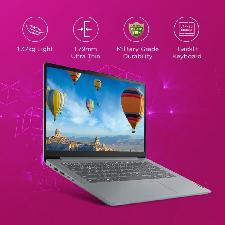 Lenovo IdeaPad Slim 3, Intel Core i5-12450H, 12th Gen, 16GB RAM, 512GB SSD, FHD, 14"/35.5cm, Windows 11, MS Office Home 2024, Grey, 1.37Kg, 83EQ0072IN, Alexa Built-in, 3 mon. Game Pass Laptop - Image 7