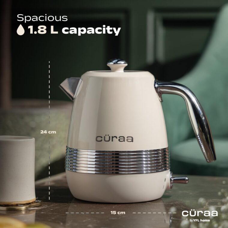 Cüraa by YFL home Retro Electric Kettle1.8 Litre | 2000 W Kettle for Hot Water | Electric Kettle with Auto Shut-Off & Boil-Dry Protection | Detachable Lid,Cool-Touch Handle,360° Rotating Base - Image 5