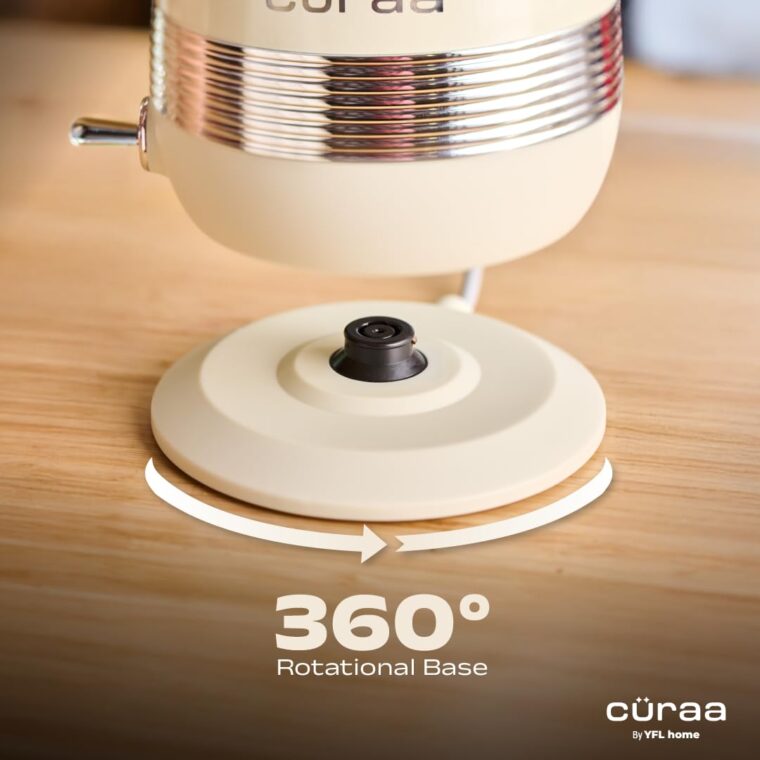 Cüraa by YFL home Retro Electric Kettle1.8 Litre | 2000 W Kettle for Hot Water | Electric Kettle with Auto Shut-Off & Boil-Dry Protection | Detachable Lid,Cool-Touch Handle,360° Rotating Base - Image 9