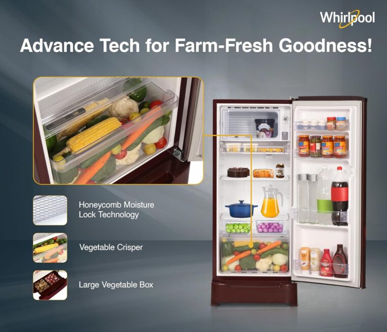Whirlpool 184 L 5 Star Direct-Cool Single Door Refrigerator with Intellisense Inverter Compressor (205 WDE ROY 5S Inv WINE SPRING-Z) - Image 8