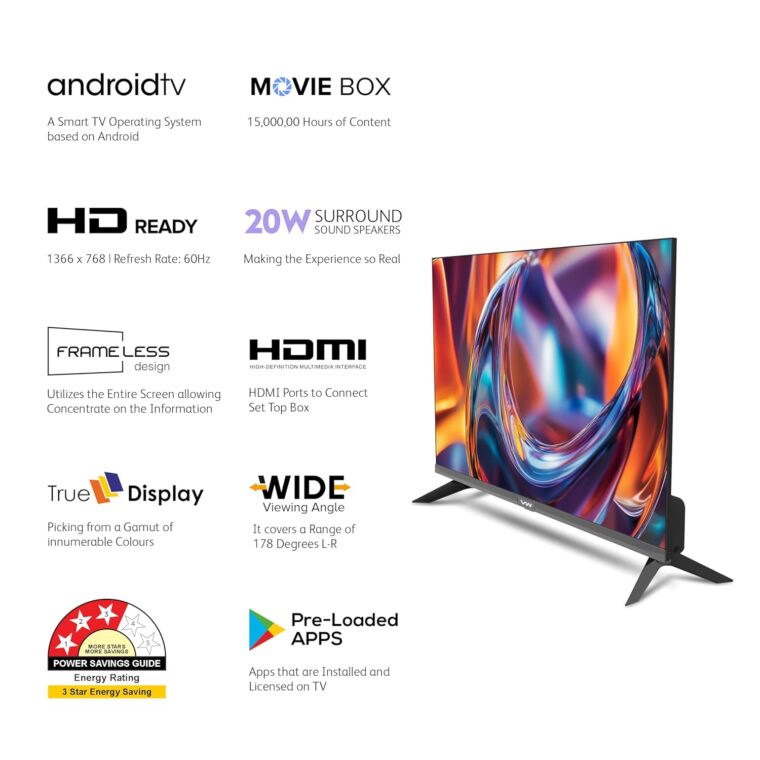 VW 80 cm (32 inches) Frameless Series HD Ready Android Smart LED TV VW32S (Black) - Image 3